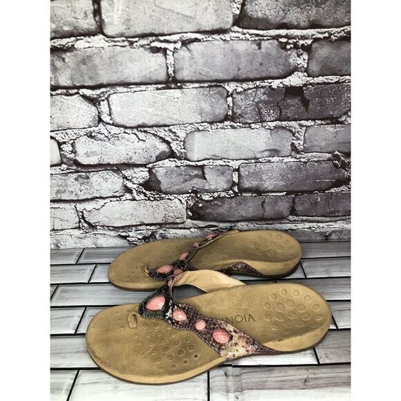 Vionic Eve 2 Jewel Pink Leather Snake Orthoheel Sandals Women's Sz 9M US/40EU - Picture 5 of 16